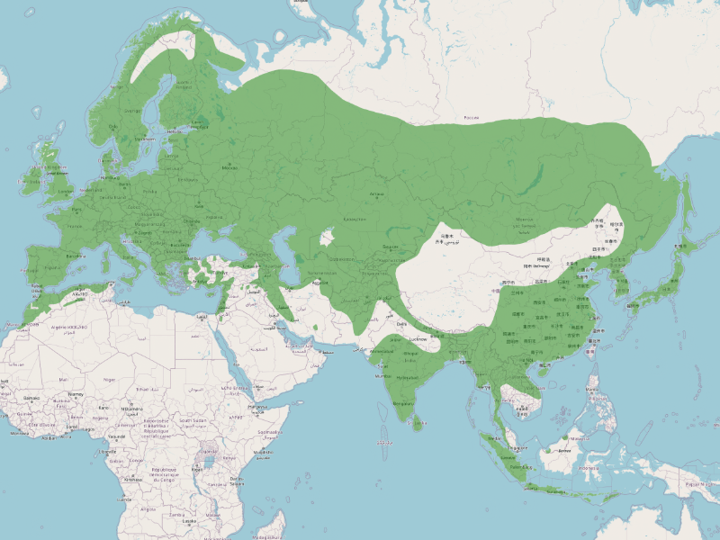 Great tit distribution map